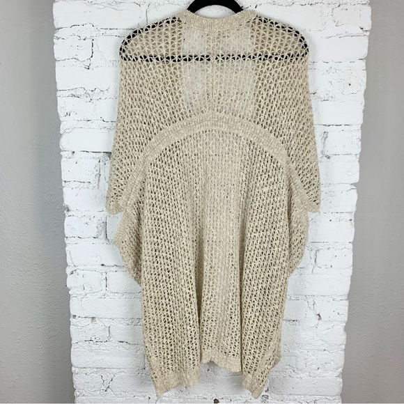 Eileen Fisher Malibu Linen Cotton Crochet Short Sleeve Shawl Cardigan Medium - Picture 7 of 9